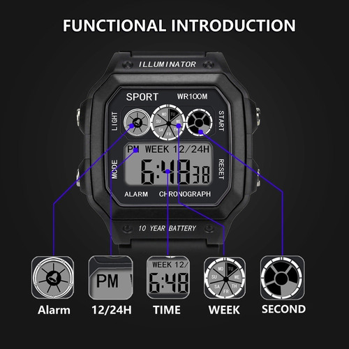 Relógio Masculino Digital Preto Esporte Militar Ultra Light