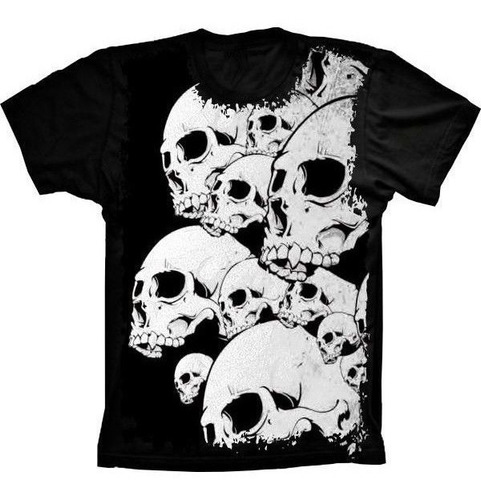 Camiseta Estilosa 3d Fullprint Skull Caveiras Crânio