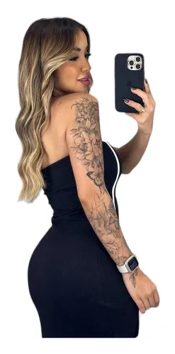 Vestido justo com listra do lado 2025