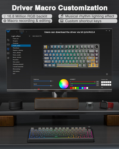 Teclado Mecánico Inalámbrico Aula F75 Pro, 75% Junta,