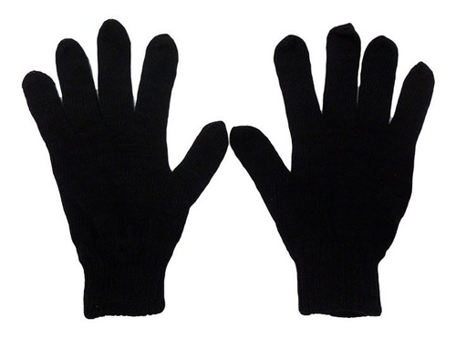 Guantes De Lana Negro Tejido Para El Frío Talla L