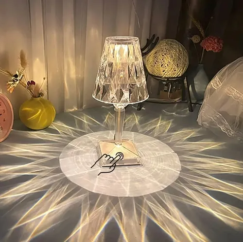 Lampara De Mesa Velador Diamante Tactil Usb