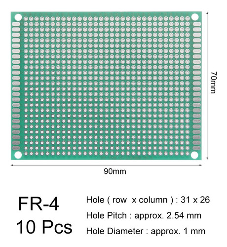 Uxcell Placa Circuito Impreso Universal Una Sola Cara Color