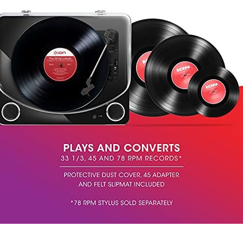 Ion Audio Max Lp Negro | Tocadiscos De Conversión De Vinilo