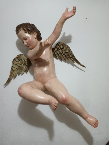 Angel Hermoso De Madera Encarnado . De 1920 
