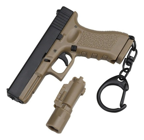 Llavero Tactico Replica De Armas De Fuego Pistola Policias Color Glock 17 / Café Con Negro