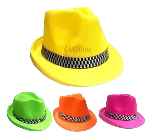 25 Gorros Sombreros Tanguero Jazz Fluor Fiesta Cumpleaños