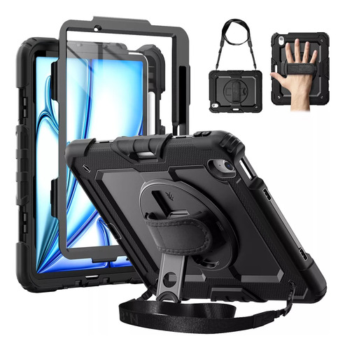 Funda Para iPad Air 6ª Gen 11 Pulgadas 2024 (m2) Correa Mica Color Negro