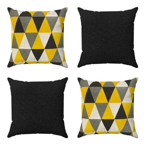 Kit Capa De Almofada 40x40 Decorativa Lisa Geométrica Luxo Cor Kit Preto
