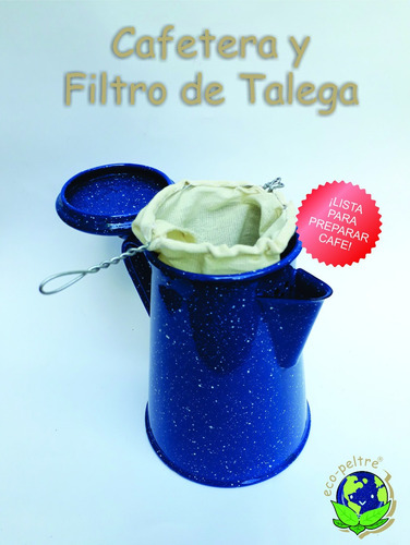 Imagen 2 de 4 de Cafetera De Peltre & Filtro De Talega 0.8 Litros
