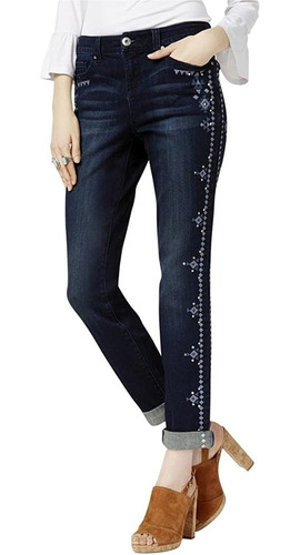 Jeans Con Detalles Laterales Bordados Marca Inc Talla 0