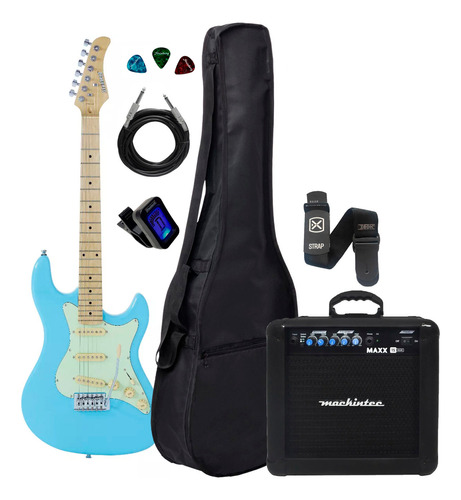 Kit Guitarra Strinberg Sts100 Cb Azul Capa Cubo + Acessórios