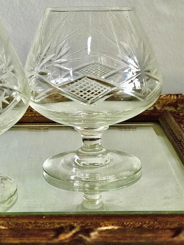 Imagen 8 de 9 de Antiguo Par De Copas Para Cognac De Cristal Tallado