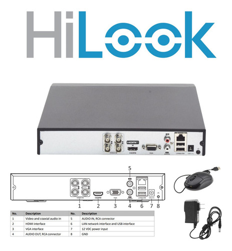 Dvr Hilook 4 Canales Turbohd + 1 Canal Ip / 2 Megapíxel 1080p / Acusense Lite / Audio Por Coaxitron / Dvr-204g-m1(c)