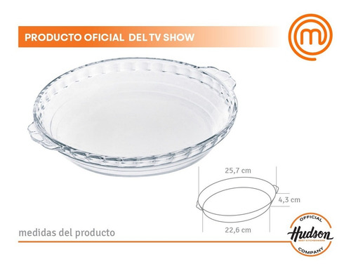 Fuente Vidrio Templado Hudson Redonda Con Asas Horno 25 Cm