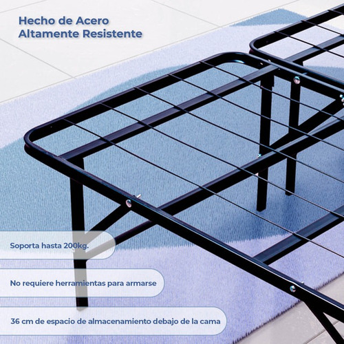 Base Para Cama Individual Plegable Mas Dos Buro Color Negro Jaco