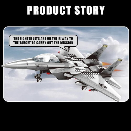 Enhana Fighter Jet - Juego De 227 Piezas De Bloques De Cons.