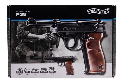 Pistola Co2 Walther P38 Full Metal + 3 Gas + 1500 Bbs 4,5mm
