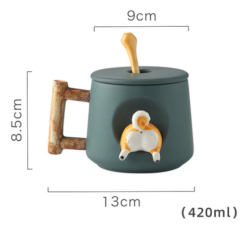 500ml Cute Cartoon Corgi Butt Taza De Cerámica Con Tapa