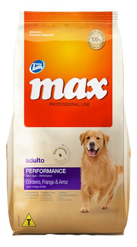 Alimento Max Professional Performance para perro adulto todos los tamaños sabor cordero, pollo y arroz en bolsa de 20kg