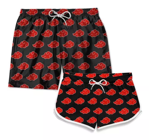 Kit Short Casal Naruto Akatsuki Nuvens Combinando Conjunto