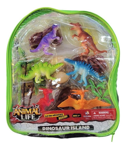 Set Animal Life Mochila X 6 Dinos C/8 Acc Vr2 Ik0119