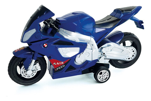 Moto Deportiva A Friccion Motocicleta Color Azul