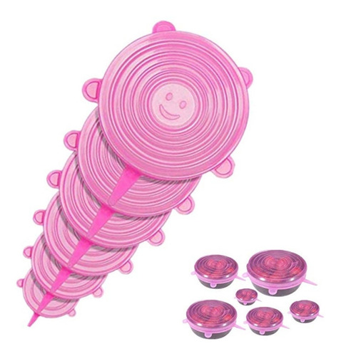 Imagen 1 de 8 de 6 Cubiertas Tapa De Silicon Reutilizables Antiderrame