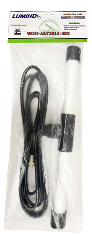 Antena Tv Hdtv Exterior Pvc 40cm Largo Con 3m Cable Lumihd Blanco
