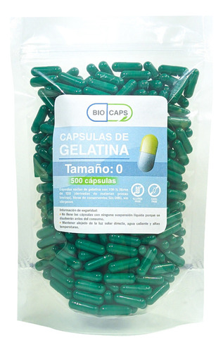 Capsulas Vacias De Gelatina Verde Nro 0 (500 Und)
