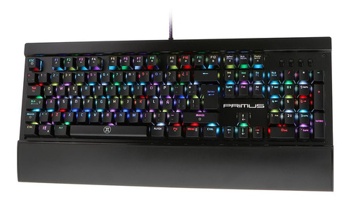 Teclado gamer Primus Ballista200S QWERTY Primus Red español latinoamérica color negro con luz RGB