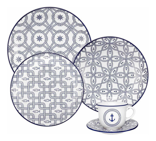 Set de cena y té Oxford Floreal Nautical, 30 piezas