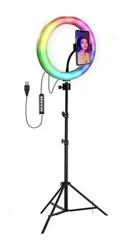 Imagen 2 de 4 de Aro De Luz Led Fotografía Iluminador Trípode Rgb 10 Color