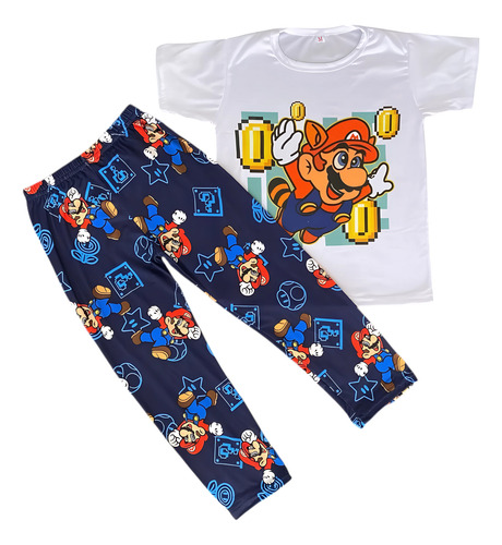 Playera Short Y Pantalón De Algodón Niños Super Mario Bross