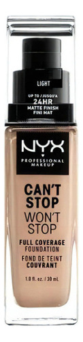 Base de maquillaje líquida NYX Professional Makeup Can't Stop Won't Stop Full Coverage Base de base Nyx Professional Makeup Can't Stop Won't Stop tono light - 30 mL