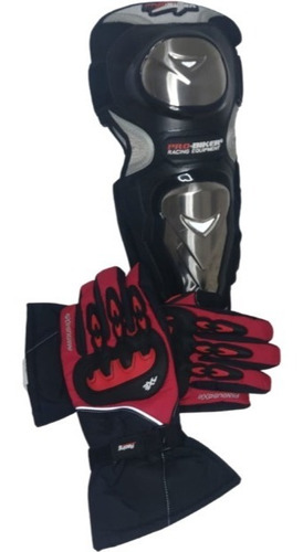 Combo Protección Guantes Rodilleras Motocicleta Cuatrimotor 