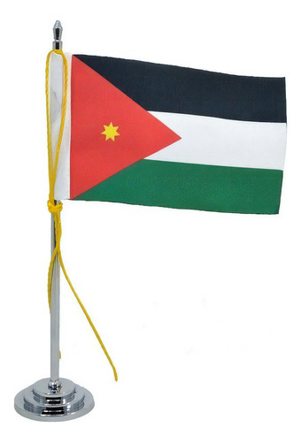 Mini Bandeira De Mesa Jordânia 15 Cm (mastro)poliéster