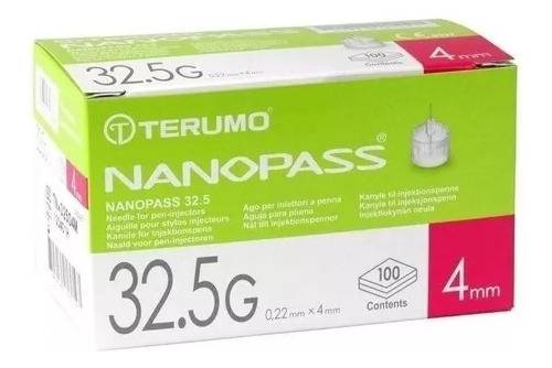 Agujas Insulina Terumo Nanopass 32,5g X 4mm 100un