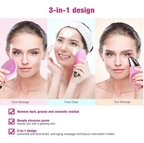 Imagen 2 de 9 de Pack 3 Cepillo Facial Exfoliador Masaje Contorno Ojera Bolsa
