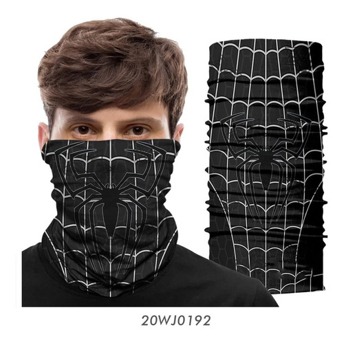 Bandana Máscara Bufanda Antipolvo Araña Fondo Negro