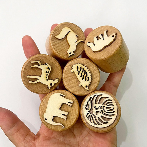 6 Sellos De Madera Para Niños, Juguetes Educativos,
