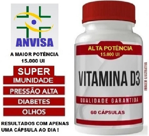  Vitamina D3 Genuína Potente 15.000ui 60caps  A Melhor ! Sabor Natural