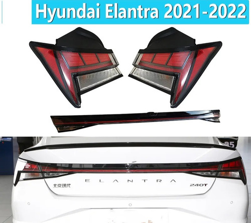 Hyundai Elantra Faros Trasero Y Regla Led 2021+ Mica Roja