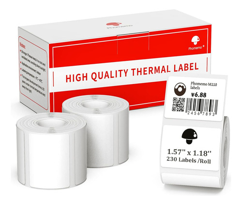 Phomemo Etiqueta Cuadrada Blanca Para M110/m220/m221, 3 Roll