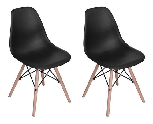 Kit Sillas Eames Madera Comedor Sala Paquete X 2 Color de la estructura de la silla Negro