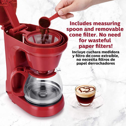 Cafetera Holstein Housewares Para 5 Tazas, Color Rojo