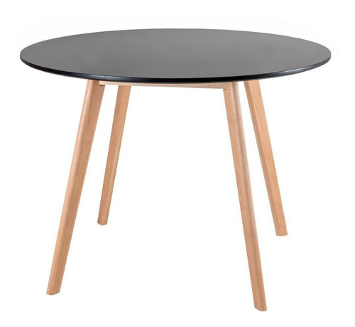 Mesa De Jantar Leda 100 Cm + 3 Cadeiras Estofadas Leda Cor Mesa preto com cadeiras cinza claro