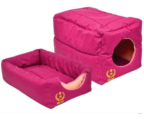 Cama Tunel Toca Iglu Nylon Para Caes Gatos P Cor Rosa Desenho