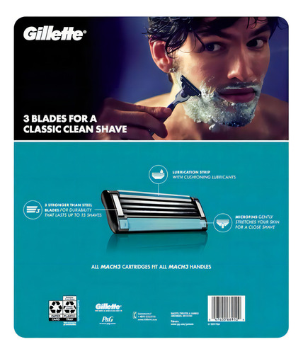 Gillette Mach 3 Recargas Lâminas De Barbear- 20 Unidades