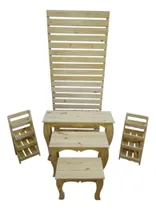 Comprar Combo Candy Bar Pino 3 Mesas + Panel Plegable+ 2 Exhibidores